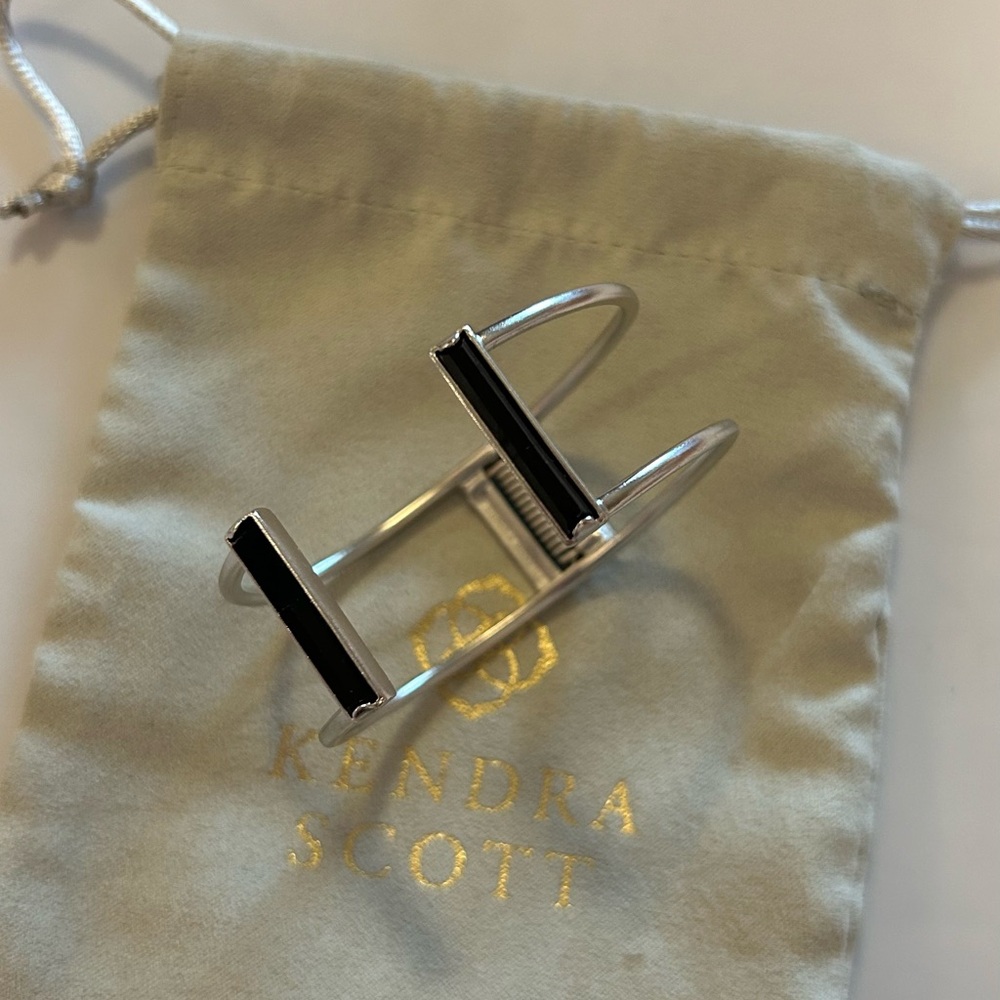 Kendra Scott Silver and Black ColorBar Hinge Bracelet